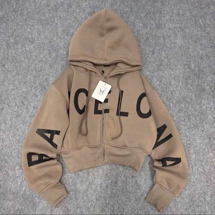 Áo Khoác Nỉ Dệt In Chữ Craptop Hoodie Dây Kéo Nữ Form 40-60Kg Mặc Chống Nắng T95 - Ảnh 4