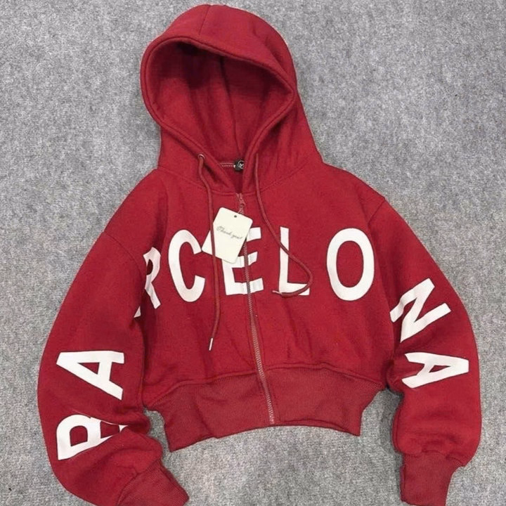 Áo Khoác Nỉ Dệt In Chữ Craptop Hoodie Dây Kéo Nữ Form 40-60Kg Mặc Chống Nắng T95 - Ảnh 2