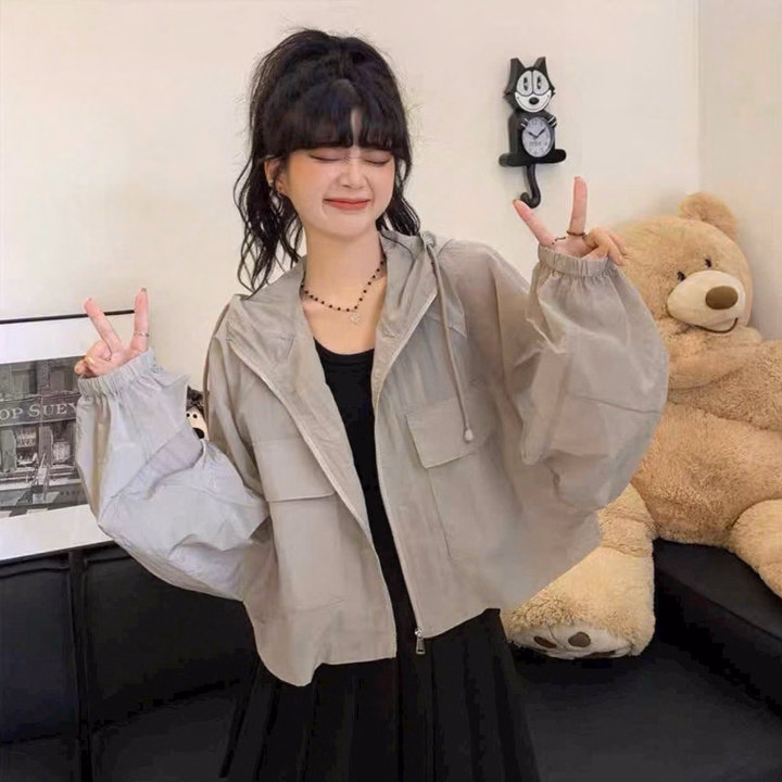 Áo Khoác Gió Nhăn 2 Lớp Có Nón Thiết Kế 2 Túi Hộp Phía Trước - Htm Fashion - Ảnh 4