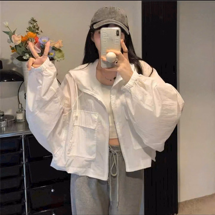 Áo Khoác Gió Nhăn 2 Lớp Có Nón Thiết Kế 2 Túi Hộp Phía Trước - Htm Fashion - Ảnh 7