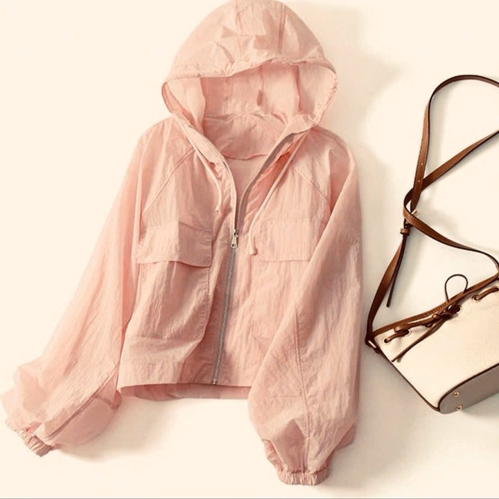 Áo Khoác Gió Nhăn 2 Lớp Có Nón Thiết Kế 2 Túi Hộp Phía Trước - Htm Fashion - Ảnh 5