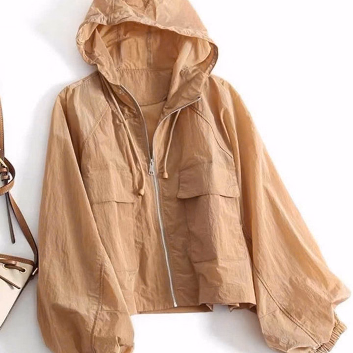 Áo Khoác Gió Nhăn 2 Lớp Có Nón Thiết Kế 2 Túi Hộp Phía Trước - Htm Fashion - Ảnh 3