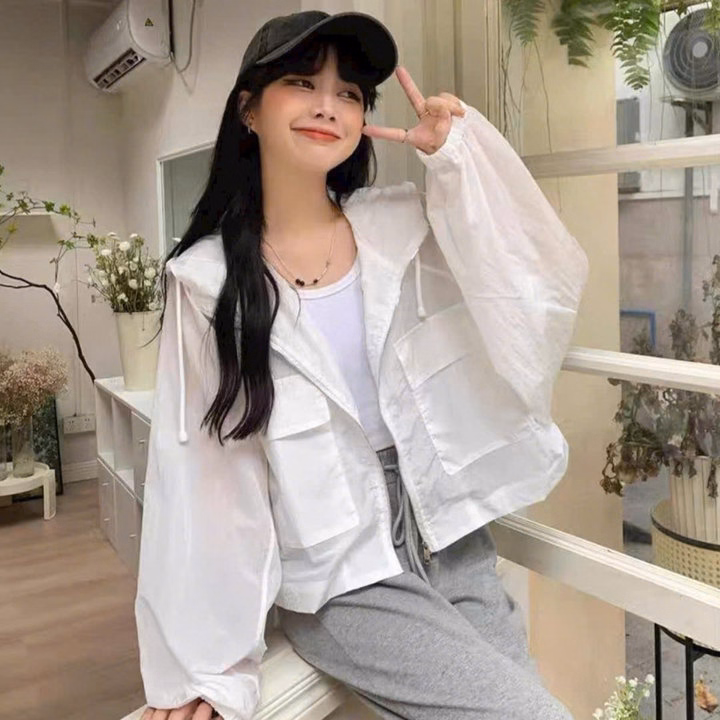 Áo Khoác Gió Nhăn 2 Lớp Có Nón Thiết Kế 2 Túi Hộp Phía Trước - Htm Fashion - Ảnh 8