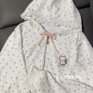 Áo Khoác Nỉ 3D Hoodie Họa Tiết Hoa Nhí Thêu Mèo Dễ Thương - Htm Fashion