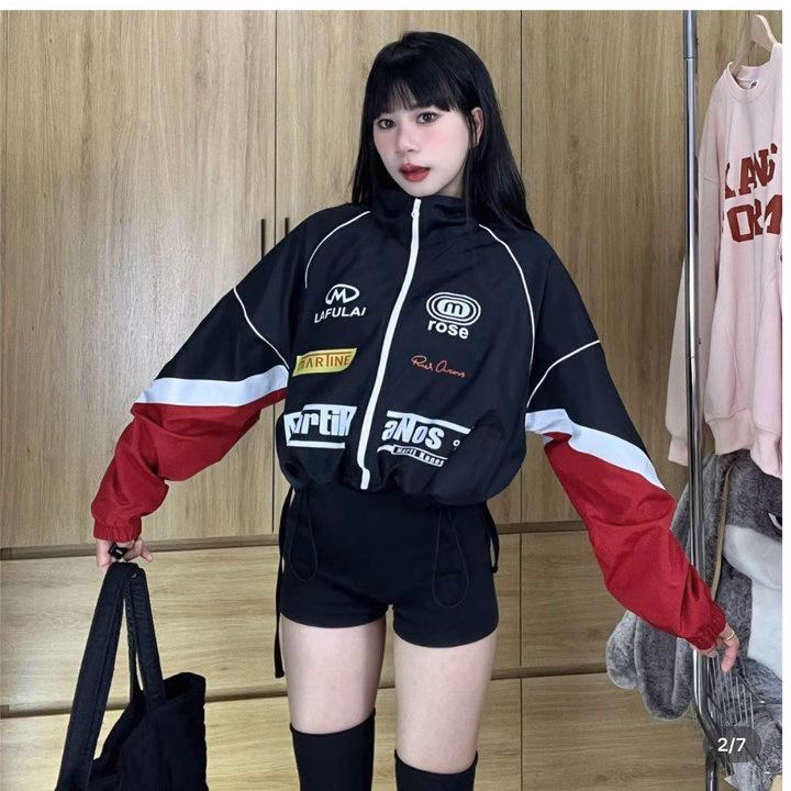 Áo Khoác Dù Cánh Dơi Nữ Phong Cách Đi Phượt Thiết Kế Khóa Kéo In Martik - Htm Fashion - Ảnh 5