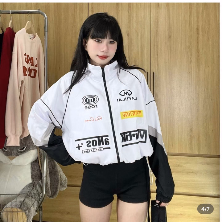 Áo Khoác Dù Cánh Dơi Nữ Phong Cách Đi Phượt Thiết Kế Khóa Kéo In Martik - Htm Fashion - Ảnh 3