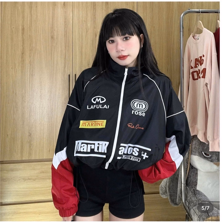 Áo Khoác Dù Cánh Dơi Nữ Phong Cách Đi Phượt Thiết Kế Khóa Kéo In Martik - Htm Fashion - Ảnh 6