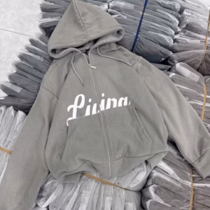 Áo Khoác Hoodie Nỉ Form Rộng Thiết Kế Khóa Kéo In Livina - Htm Fashion