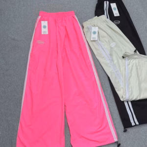 Quần Dài Ống Rộng Dù Nhăn Phối Viền Thêu Logo Fallhek Có Dây Rút Lai Form Rộng Unsiex