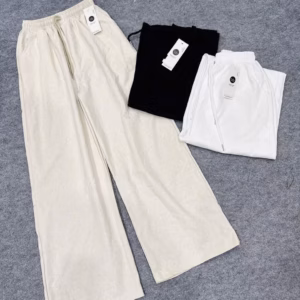 Quần Ống Rộng Chất Vải Linen Dày Mềm , Lưng Thun Có Dây Rút Nữ Cao Cấp Dài Suông T951