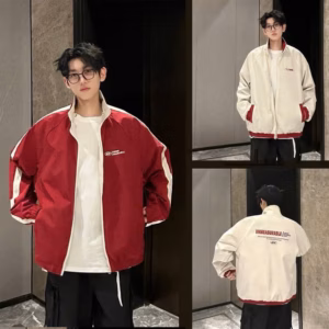 Áo Khoác Gió Nam Nữ Chất Liệu Gió Logo D% Thêu Chất Liệu Dù Chống Nước Cản Bụi T85 Màu Đen & Đỏ Phong Cách Thể Thao