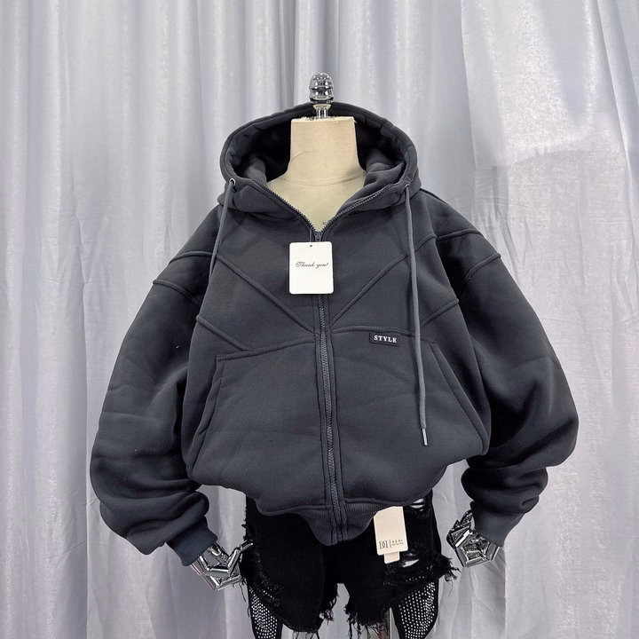 Áo Khoác Hoodie Nỉ Nam Nữ Boxy Dày Dặn Có Nón In Nổi Họa Tiết Style - Htm Fashion - Ảnh 3