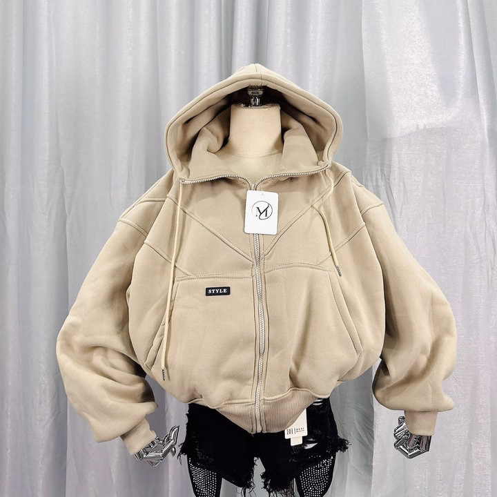 Áo Khoác Hoodie Nỉ Nam Nữ Boxy Dày Dặn Có Nón In Nổi Họa Tiết Style - Htm Fashion - Ảnh 2