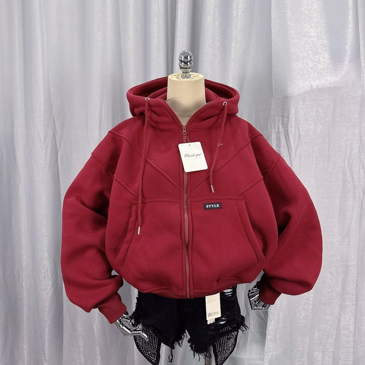 Áo Khoác Hoodie Nỉ Nam Nữ Boxy Dày Dặn Có Nón In Nổi Họa Tiết Style - Htm Fashion - Ảnh 4