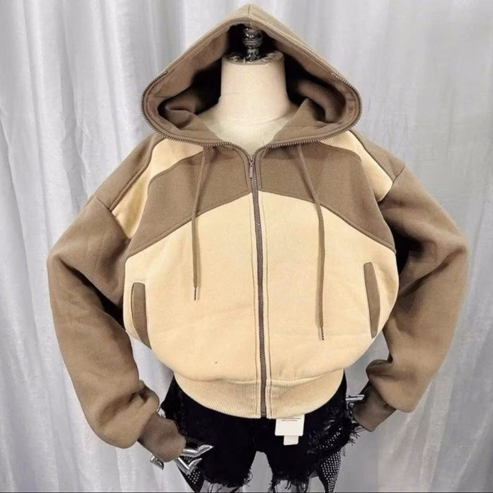 Áo Khoác Nỉ Dệt , Có Nón To Rộng , 4 Túi , Phối Màu Thân Trên Tay Xỏ Ngón ( 40-60Kg) Khoá Kéo Full - Ảnh 4