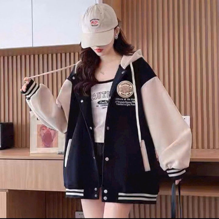 Áo Khoác Nỉ Phối Cúc Bấm Thêu Logo Tròn Bo Viền Unisex Nam Nữ Ut98 - Ảnh 2