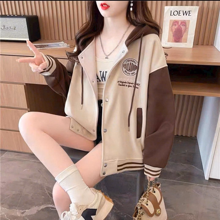 Áo Khoác Nỉ Phối Cúc Bấm Thêu Logo Tròn Bo Viền Unisex Nam Nữ Ut98