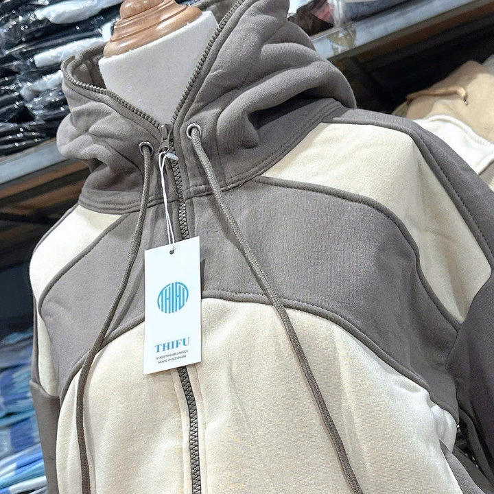 Áo Khoác Nỉ Dệt Nữ Phối Màu Đẹp 4 Túi Tay Xỏ Ngón Chống Nắng Tốt Tp40 - Golden Dream - Ảnh 7