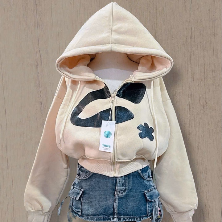 Áo Khoác Nỉ Nữ Form Boxy Lửng In Nổi Hoa 4 Túi Tay Xỏ Ngón Tp500 - Golden Dream - Ảnh 5