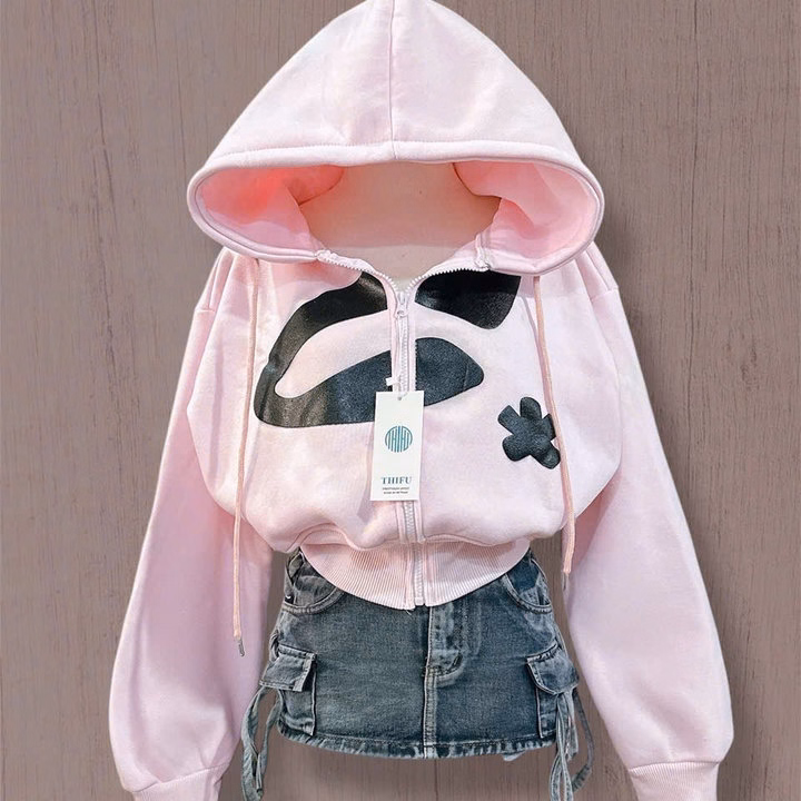 Áo Khoác Nỉ Nữ Form Boxy Lửng In Nổi Hoa 4 Túi Tay Xỏ Ngón Tp500 - Golden Dream - Ảnh 3