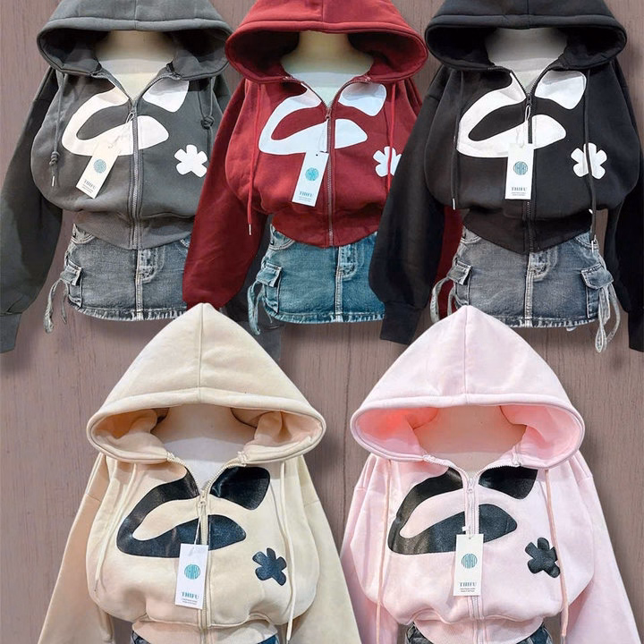 Áo Khoác Nỉ Nữ Form Boxy Lửng In Nổi Hoa 4 Túi Tay Xỏ Ngón Tp500 - Golden Dream - Ảnh 7