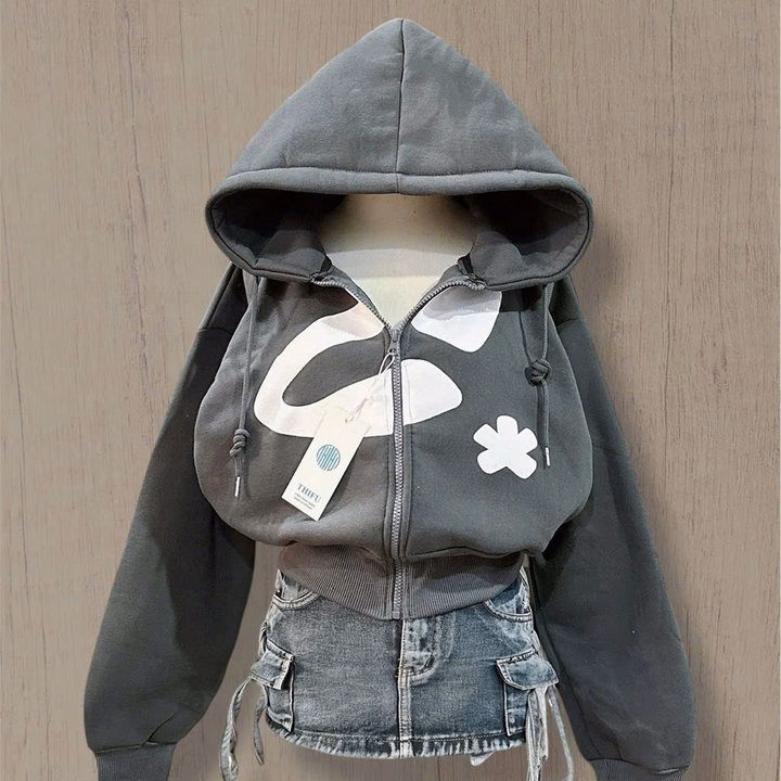 Áo Khoác Nỉ Nữ Form Boxy Lửng In Nổi Hoa 4 Túi Tay Xỏ Ngón Tp500 - Golden Dream - Ảnh 6