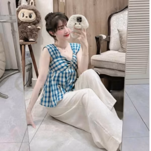 Set Áo Kiểu Ren Xô Đũi Hoa Quần Suông Xước Bt110Hd-Sam Store