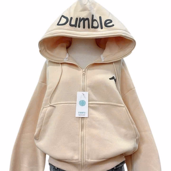 Áo Khoác Hoodie Nam Nữ Form Rộn Dáng Dài In Chữ Dumble Ở Nón Có Túi Trong - Htm Fashion - Ảnh 2