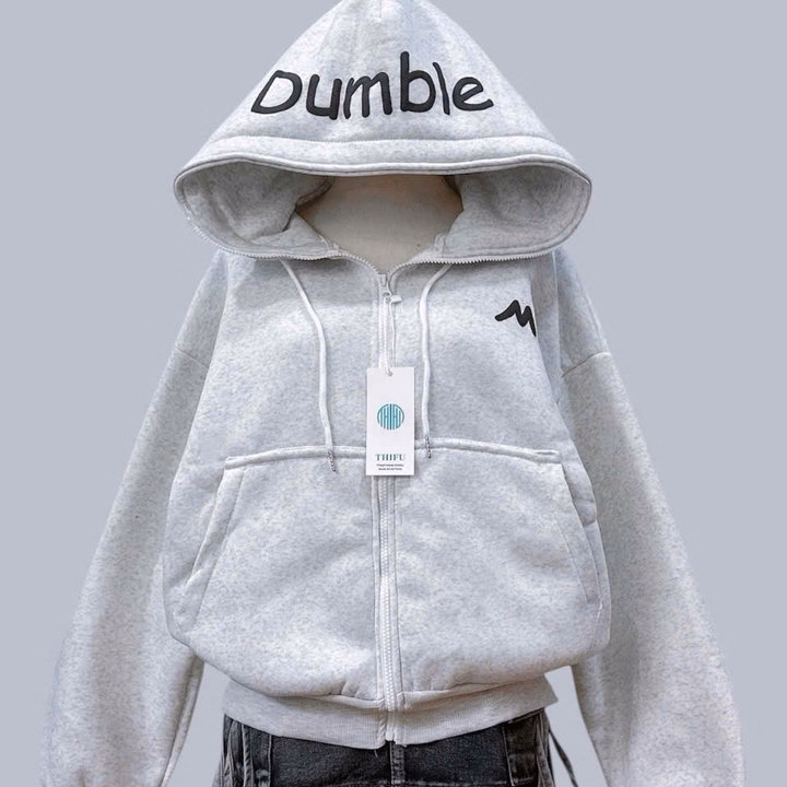 Áo Khoác Hoodie Nam Nữ Form Rộn Dáng Dài In Chữ Dumble Ở Nón Có Túi Trong - Htm Fashion - Ảnh 6