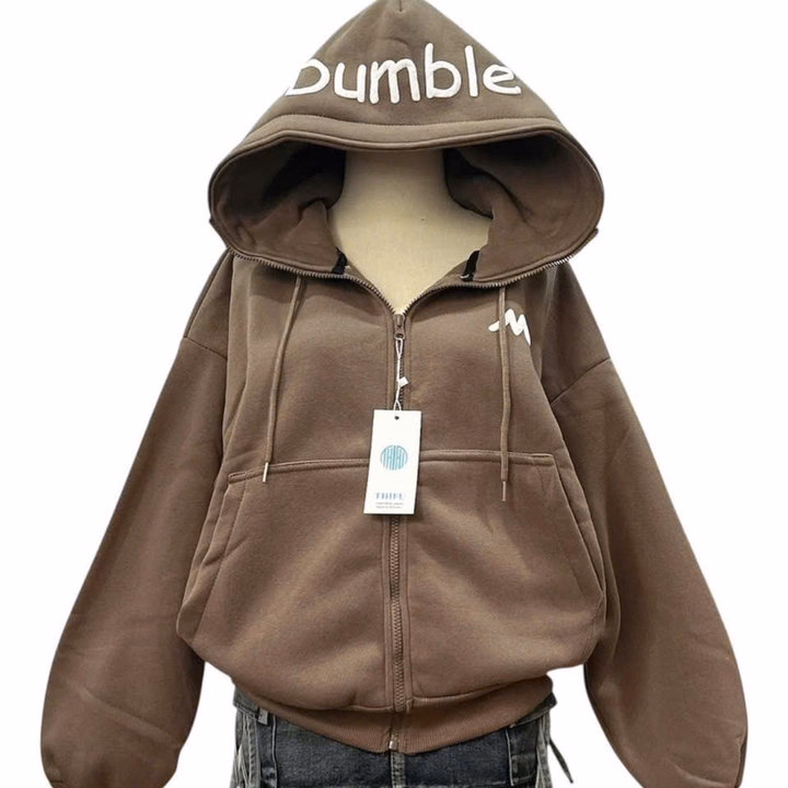 Áo Khoác Hoodie Nam Nữ Form Rộn Dáng Dài In Chữ Dumble Ở Nón Có Túi Trong - Htm Fashion - Ảnh 7