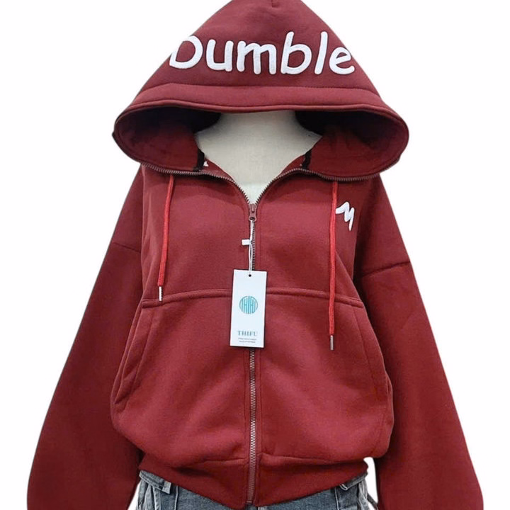 Áo Khoác Hoodie Nam Nữ Form Rộn Dáng Dài In Chữ Dumble Ở Nón Có Túi Trong - Htm Fashion - Ảnh 5