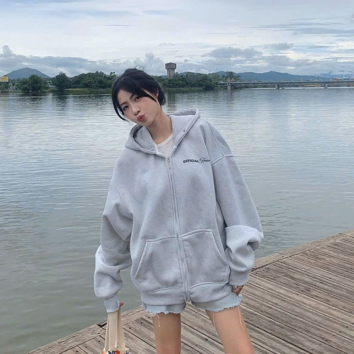 Áo Khoác Hoodie Nam Nữ Thiết Kế Khóa Kéo In Chữ Official 2 Mặt Trươc Sau Áo - Htm Fashion - Ảnh 4