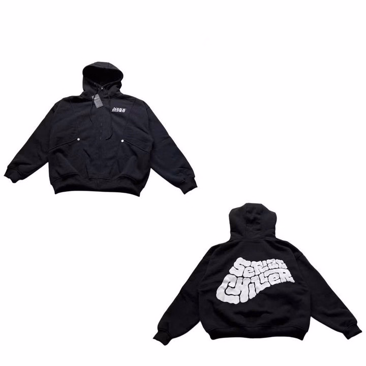 Áo Khoác Hoodie Nam Nữ Dày Mịn Có Túi Trong Logo In Nổi Serac Sau Áo - Htm Fashion - Ảnh 2