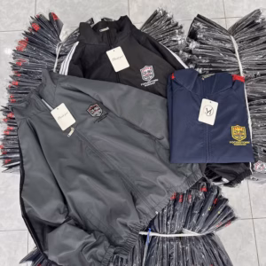 Áo Khoác Dù Gió Nam Nữ Cổ Trụ Không Nón Phối 2 Sọc Tay Thêu 126Dna - Htm Fashion