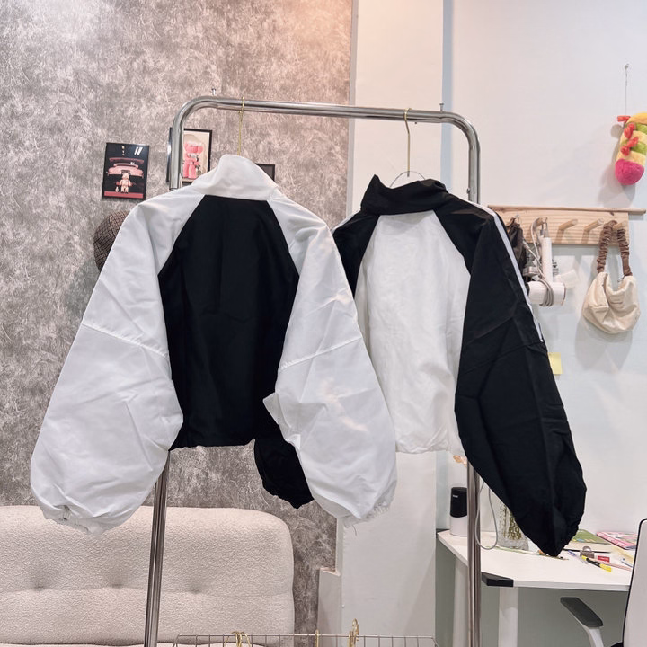 Áo Khoác Dù Mero Nữ Không Nón Phối Tay 2 Sọc Có Dây Rút Eo - Htm Fashion - Ảnh 2