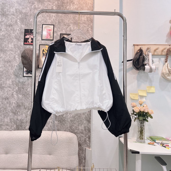 Áo Khoác Dù Mero Nữ Không Nón Phối Tay 2 Sọc Có Dây Rút Eo - Htm Fashion - Ảnh 5