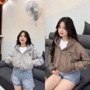Áo Khoác Nữ Form Lửng Vải Nỉ Dày Dặn In Nổi Chữ Cb Có Túi Trong Tp69