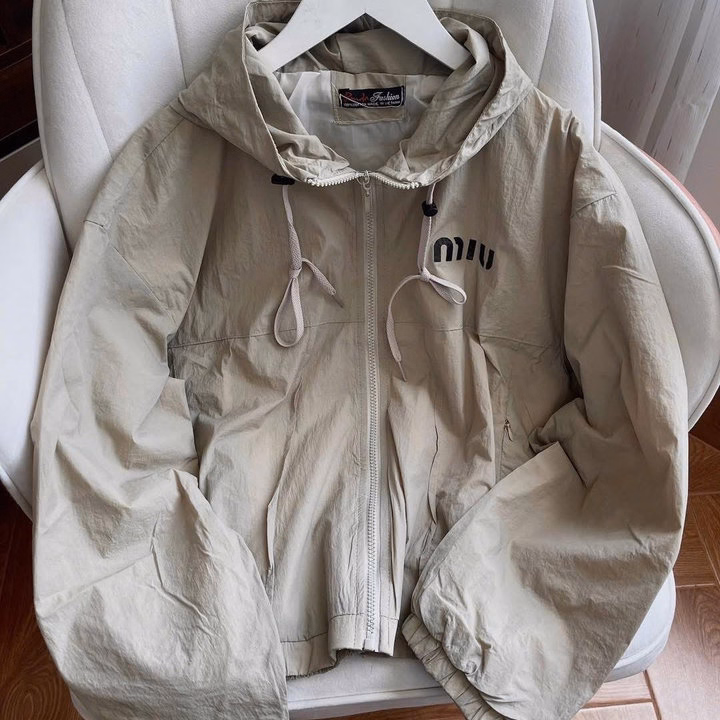 Áo Khoác Dù Gió Nhăn 2 Lớp Có Nón In Chữ Miu - Htm Fashion - Ảnh 4