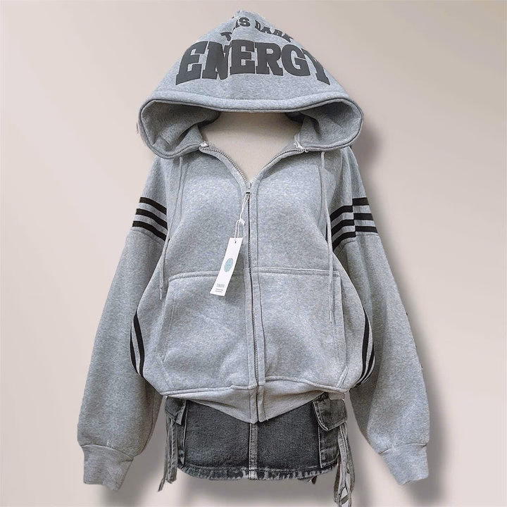 Áo Khoác Nỉ Dệt Energy Mới Về Form Lửng Cổ Cao Nữ, Bo Lưng Chun Co Giãn Thoải Mái 4 Túi Mặc Đẹp - Ảnh 7