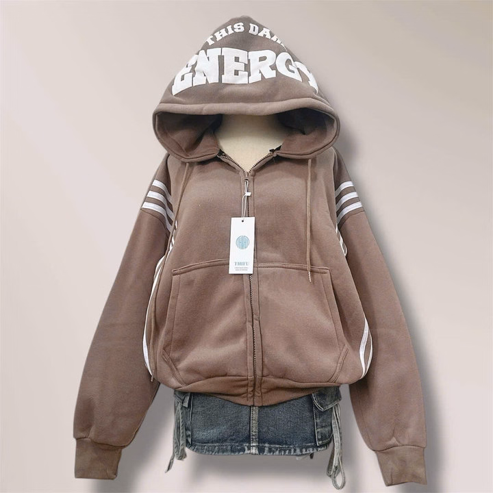 Áo Khoác Nỉ Dệt Energy Mới Về Form Lửng Cổ Cao Nữ, Bo Lưng Chun Co Giãn Thoải Mái 4 Túi Mặc Đẹp - Ảnh 6