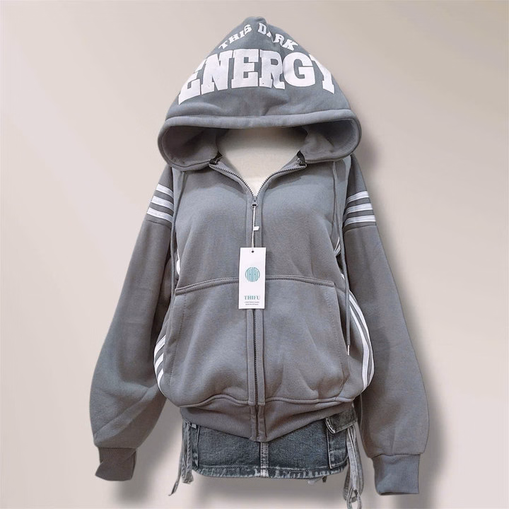 Áo Khoác Nỉ Dệt Energy Mới Về Form Lửng Cổ Cao Nữ, Bo Lưng Chun Co Giãn Thoải Mái 4 Túi Mặc Đẹp - Ảnh 5