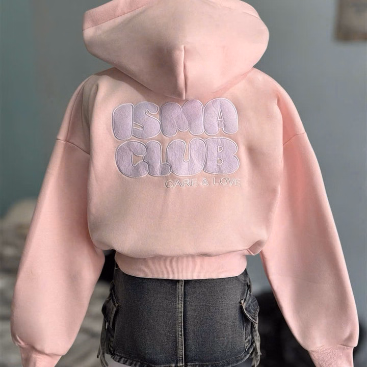 Áo Khoác Nỉ Dệt Logo Club Mới Về Form Lửng Cổ Cao Nữ, Áo Khoác Bo Lưng Chun Co Giãn Thoải Mái 4 Túi Mặc Đẹp - Ảnh 5