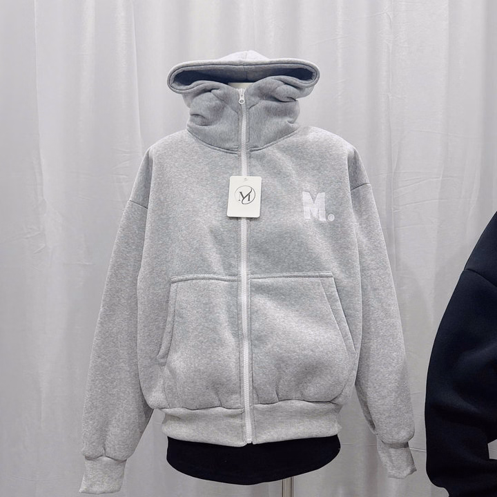 Áo Khoác Nỉ Form Rộng Nữ Có Nón In Chữ M Thiết Kế Khóa Kéo Cao - Htm Fashion - Ảnh 5