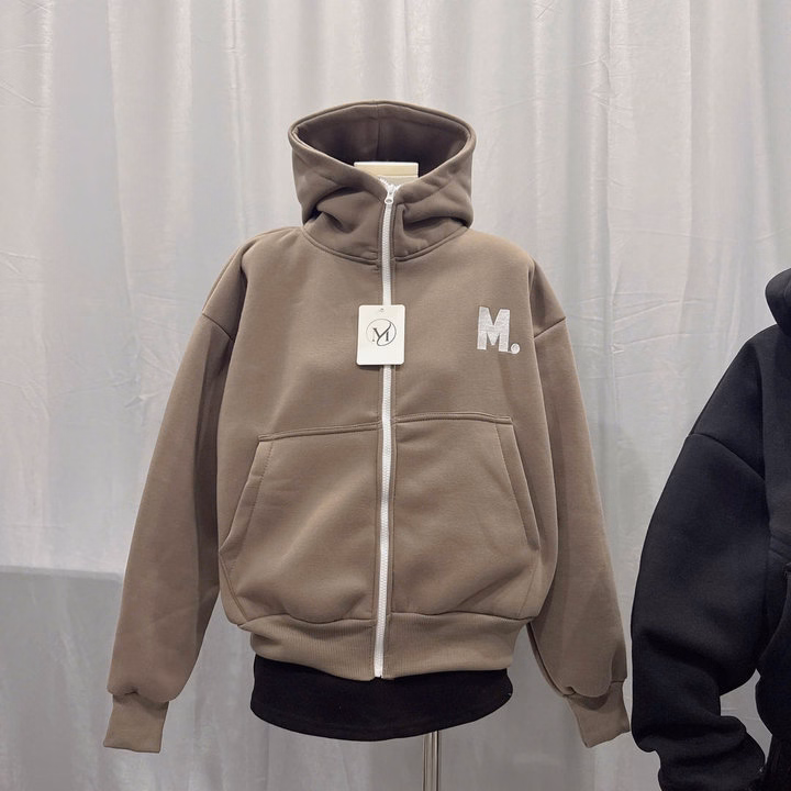 Áo Khoác Nỉ Form Rộng Nữ Có Nón In Chữ M Thiết Kế Khóa Kéo Cao - Htm Fashion - Ảnh 3