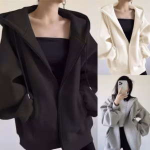 [New] Áo Khoác Nỉ Ngoại Trơn Form Rộng Basic Thời Trang