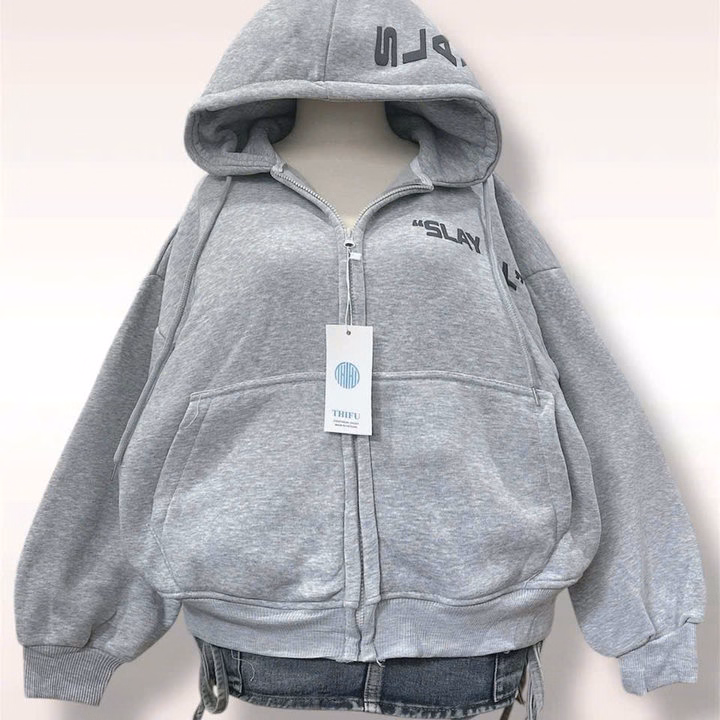 Áo Khoác Hoodie Nỉ Nam Nữ Có Nón Rộng Họa Tiết Slay Ở Nón Và Ngực - Htm Fashion - Ảnh 14