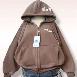 Áo Khoác Hoodie Nỉ Nam Nữ Có Nón Rộng Họa Tiết Slay Ở Nón Và Ngực - Htm Fashion
