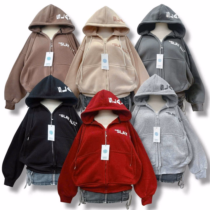 Áo Khoác Hoodie Nỉ Nam Nữ Có Nón Rộng Họa Tiết Slay Ở Nón Và Ngực - Htm Fashion - Ảnh 12