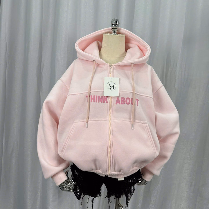 Áo Khoác Hoodie Nỉ Nam Nữ Có Nón In Think About Chống Năng Tốt - Htm Fashion - Ảnh 2