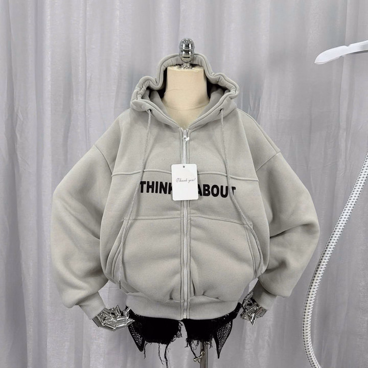 Áo Khoác Hoodie Nỉ Nam Nữ Có Nón In Think About Chống Năng Tốt - Htm Fashion - Ảnh 5